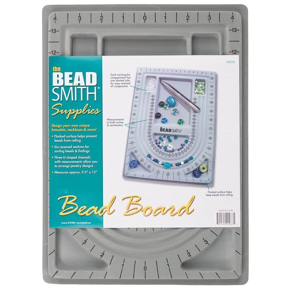 2053 Bead Board – Grey Flocked – 3 U-Shaped Channels & 6 Compartments